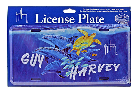 Loggerhead Sea Turtle Bottle Nose Dolphin Guy Harvey Deep Blue Scene Art Collage Front License Plate