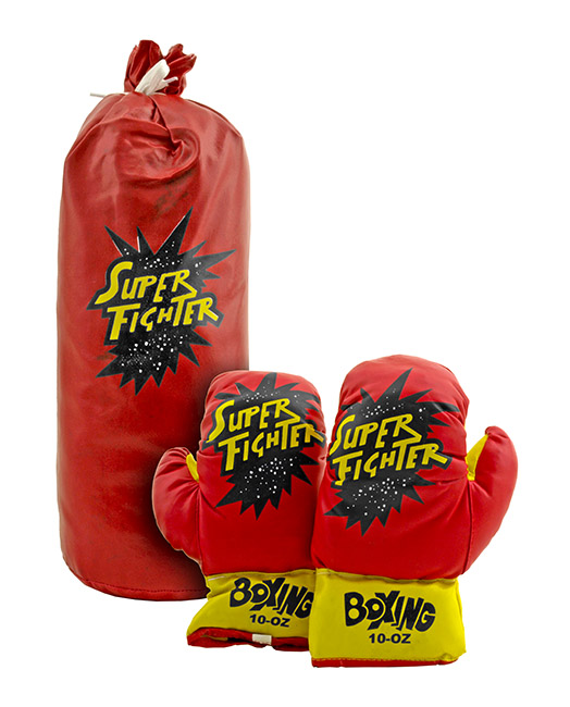 Kids Boxing Set with 10oz Boxing Gloves and 17.5" Tall Punching Bag - Red and Yellow