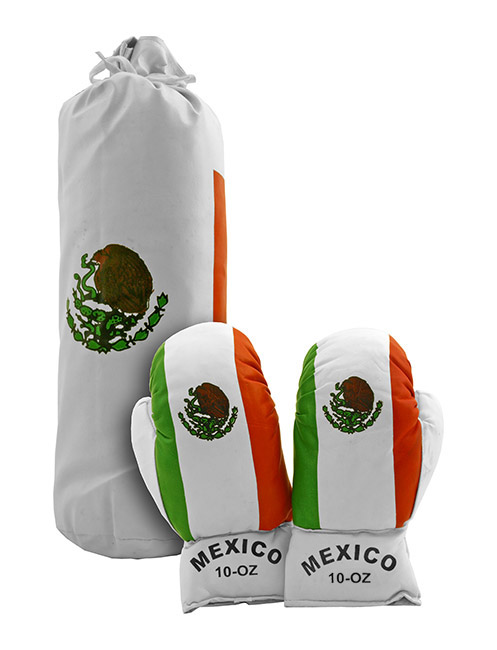 Kids Boxing Set with 10oz Boxing Gloves and 17.5" Tall Punching Bag - Mexican Flag