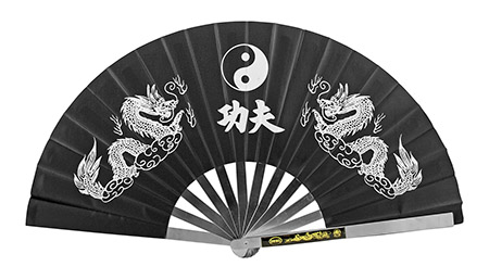13.63" Chinese Geisha Style Hand Fan - Black