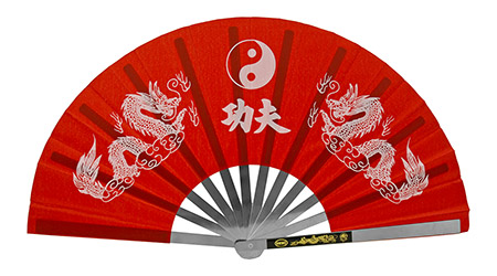13.63" Chinese Geisha Style Hand Fan - Red