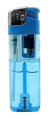 One Touch Click Style Traditional Flame Lighter with Clear Lighter Fluid Viewing Body - Assorted Colors