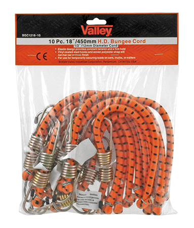 10 pc. 18" Heavy Duty Bungee Cords - Valley