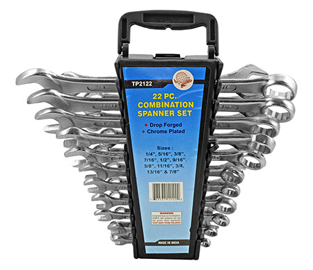 22 Pc. Drop Forged Chrome Plated Combination Spanner Wrench Set