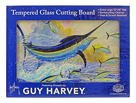 16" x 12" Guy Harvey Tempered Glass Cutting Board - Miami Florida Marlin