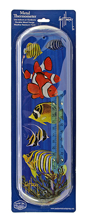 Clown and Angel Fish School Guy Harvey Indoor/Outdoor Ocean Metal Thermometer