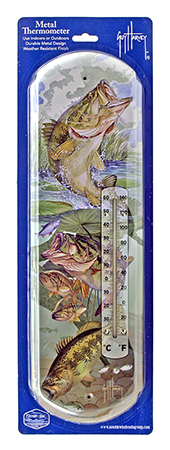 Big Mouth Bass Fish Jumping Guy Harvey Indoor/Outdoor Metal Thermometer
