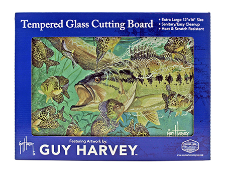 16" x 12" Guy Harvey Tempered Glass Cutting Board - Big Mouth Bass