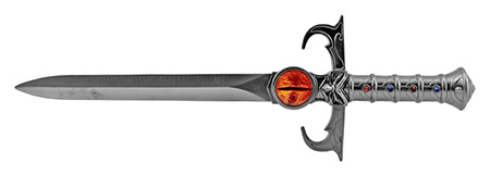 16.25" Lord of Rings Eye of Sauron Silver Display Dagger with Leather Carrying Sheath