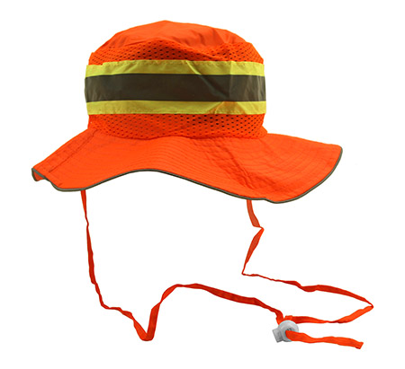 Orange Safety Boonie Hat with Reflective Trim