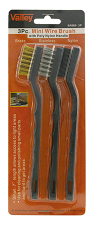 3-Piece Mini Brass, Steel, and Nylon Wire Brush Set - Valley Tools