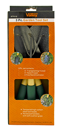 3 Pc. Garden Tool Set with Cultivator and Trowel - Valley Tools