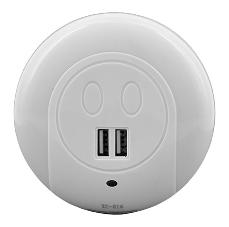 USB Cell Phone Wall Charger Night Light Outlet Plug