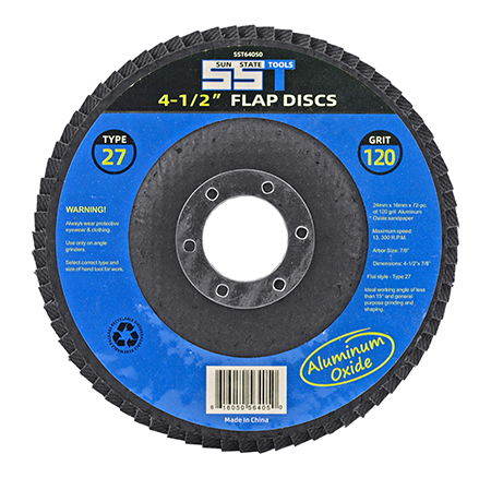 4-1/2" Flap Disc 120 Grit Aluminum Oxide - Sun State Tools