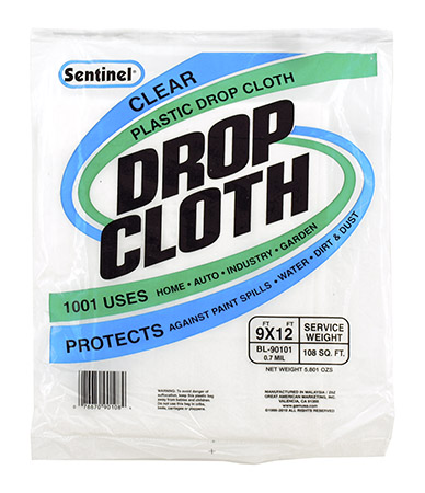 9' x 12' Sentinel Clear Plastic Painting Drop Cloth