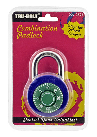 Traditional School Gym Locker Combination Padlock - Tru-Bolt
