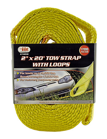 2" x 20' Ultra Heavy Duty Tow Strap with Loops - IIT