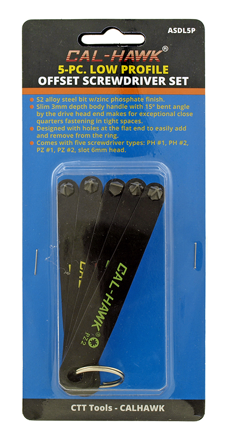 5 PC. Low Profile Offset Screwdriver Set - Cal-Hawk ASDL5P