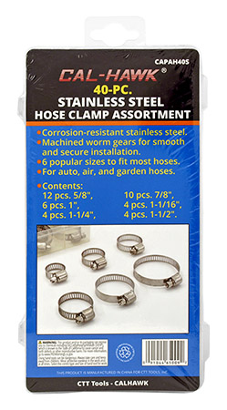 40 PC. Stainless Steel Hose Clamp Assortment - Cal-Hawk CAPAH405