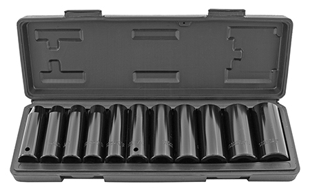 12 pc. 1/2" Drive SAE Deep Impact Socket Set - Black Bull
