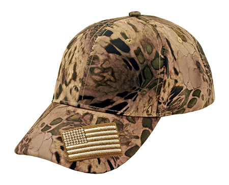 12 - pc. American Flag Prym 1 Woodland Camo Adjustable Baseball Caps
