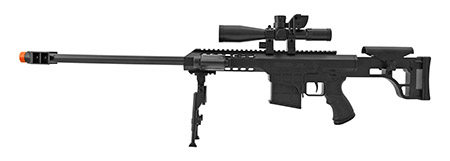 UKArms P1082C Bolt Action Spring Powered Airsoft Sniper Rifle with Bi-Pod Attachment - Tactical Black