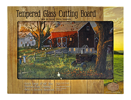 Country Farm House Tempered Glass Cutting Board - Country Side