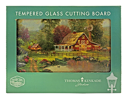 Thomas Kinkade Country Farm House Tempered Glass Cutting Board - Country Side