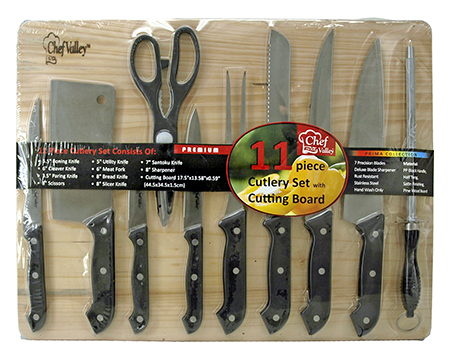 11 - pc. Chef Valley Cutlery Set with Cutting Board