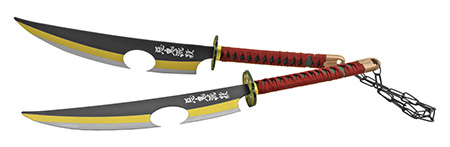 31" Dual Nichirin Replica Prop Metal Cosplay Fantasy Blades - Red, Green, and Yellow