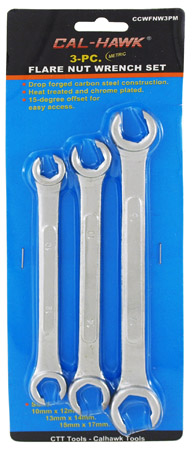 3-pc. Flare Nut Wrench Set - Metric