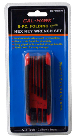 8-pc. Folding Hex Key Wrench Set - Metric