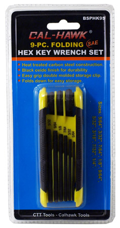 9-pc. Folding Hex Key Wrench Set - SAE