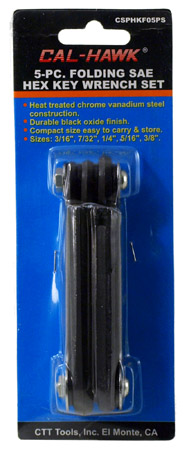 5-pc. Folding Hex Key Wrench Set - SAE