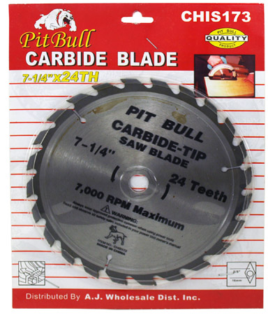 7-1/4" 24 Tooth Carbide Tipped Saw Blade