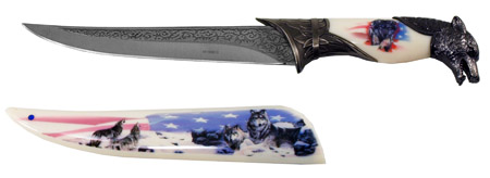 8" Wolf Knife - White