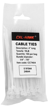100-pc. 4" White Zip Cable Ties