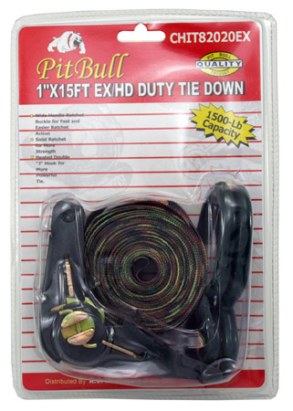 15' x 1" Heavy Duty Camouflage Ratcheting Tie Down
