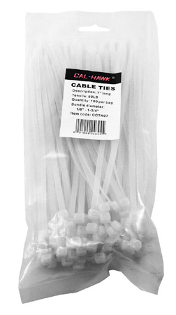 100-pc. 7" White Zip Cable Ties