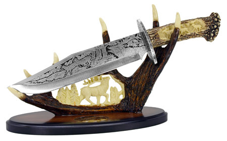 15" Deer Knife w/Display Base