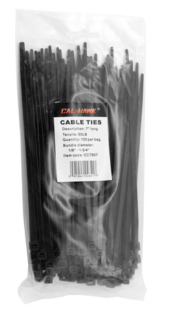 100-pc. 7" Black Zip Cable Ties