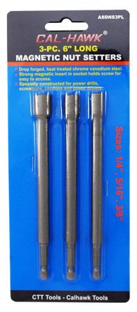 3-pc. 6" Long Magnetic Nut Setters