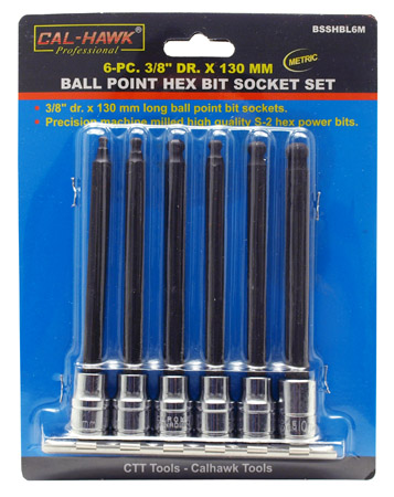 6-pc. 3/8" Drive x 5" Ball Point Hex Bit Socket Set - Metric