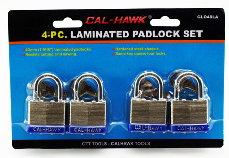 4-pc. 40mm Laminated Padlock Set