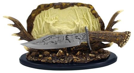11" Decorative Deer Display w/Knife