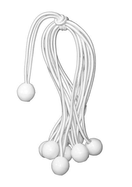 100-pc 8" Heavy Duty Ball Bungee (White)