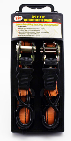 2-pc. 15' x 1" Ratchet Tie Down