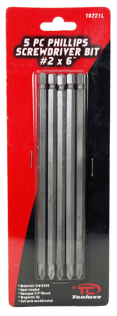 5-pc. Phillips Screwdriver Bit - #2 x 6"