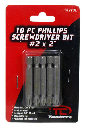 10-pc. Phillips Screwdriver Bit - #2 x 2"