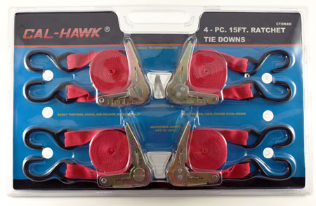 4-pc. 15' x 1" Ratchet Tie Down